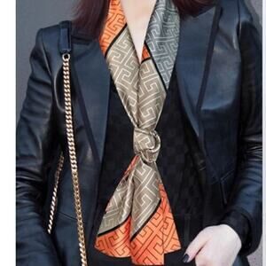 Narrow Silky Scarf Streamer Hair Ornament Tied Small Scarf